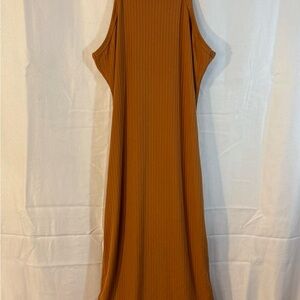 Love J Sleeveless Ribbed Midi Dress in Orange
